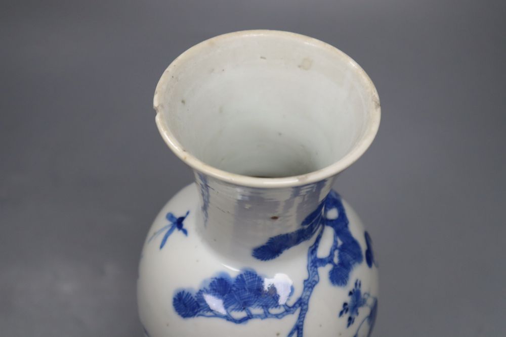 A 19th century Chinese blue and white vase, Kangxi mark